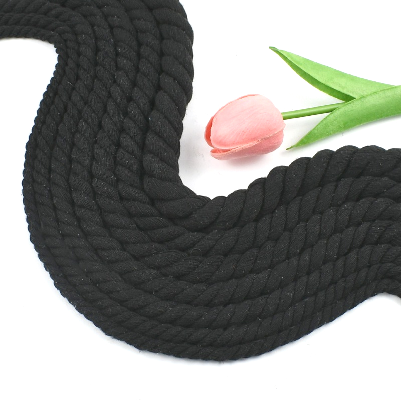 Macrame Cord Cotton - 1-5 متر 5-20 مللي متر أسود