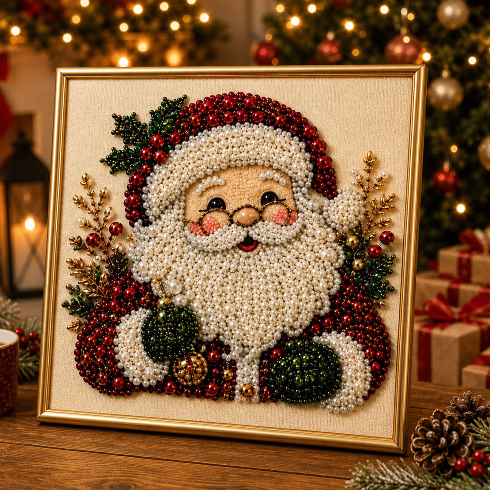 Art Craft Glasses Frames - طقم رسم باللؤلؤ والماس لعيد الميلاد